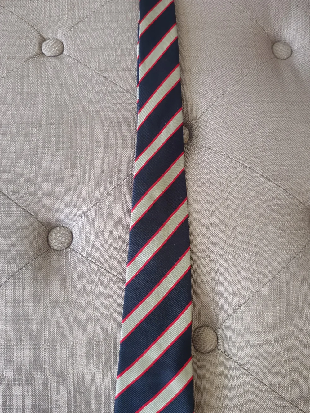 Place Navy BoysTie with Red and Gray Diagonals
